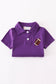 Purple football embroidery button down shirt