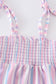 Purple stripe smocked strap girl bubble