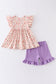 Pink easter bunny print ruffle girl set