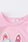 Pink bunny applique ruffle girl bubble