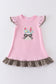 Pink bunny applique ruffle dress