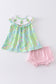Green Turtle Embroidered Bloomer Set