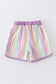 Multicolored stripe ruffle girl shorts