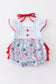 Patriotic day character print plaid ruffle bubble