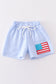 Seersucker patriotic flag applique boy swim trunks