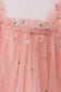 Pink strap daisy embroidery tulle dress