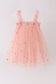 Pink strap daisy embroidery tulle dress