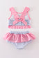 Seersucker castle embroidery 2pc girl swimsuit