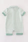 Green gingham pumpkin embroidery boy romper