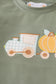 Green train pumpkin applique boy set