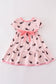 Pink bat print tiered dress