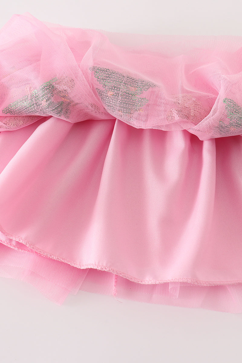 Pink gingerbread sequin tutu skirt