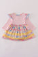 Pink floral pumpkin embroidery ruffle bubble