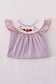 Purple Halloween pumpkin ghost embroidery pants set
