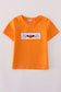 Orange Halloween pumpkin ghost embroidery top