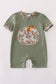Camouflage print pumpkin applique romper