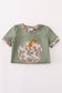 Camouflage print pumpkin applique romper