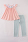 Pink embroidery pants set