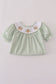 Sage turkey embroidery gingham dress