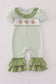 Sage turkey embroidery gingham ruffle romper