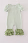 Sage turkey embroidery gingham ruffle romper