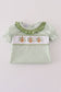 Sage turkey embroidery gingham ruffle romper