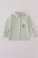 Sage turkey embroidery gingham button down shirt