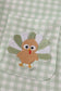 Sage turkey embroidery gingham button down shirt