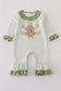 Sage turkey applique stripe ruffle romper