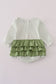 Sage turkey applique stripe ruffle bubble