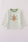 Sage turkey applique stripe top