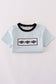 Blue Halloween spider embroidery stripe top