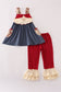 Wheat embridery ruffle pants set
