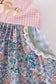 Blue floral pumpkin embroidery ruffle pants set