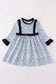 Blue floral print ruffle girl dress