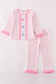 Pink pumpkin embroidery plaid girl set