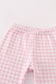 Pink pumpkin embroidery plaid girl set