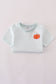 Blue pumpkin embroidery stripe top