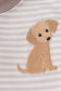 Grey puppy embroidery stripe top