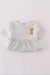 Puppy embroidery stripe dress