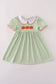 Green stripe embroidery dress