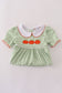 Green stripe embroidery dress