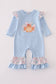 Blue turkey applique ruffle romper