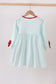 Blue reindeer applique stripe dress
