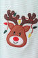Blue reindeer applique stripe ruffle pants set
