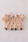 Khaki embroidery smocked romper