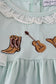 Blue boots embroidery ruffle pants set