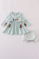Blue boots embroidery ruffle bloomer set