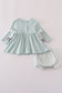 Blue boots embroidery ruffle bloomer set