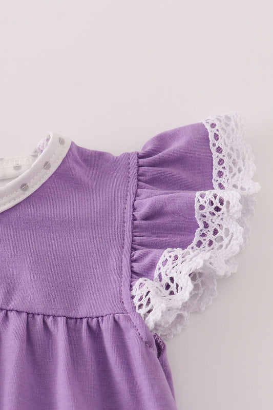 Purple spider embroidery ruffle bubble